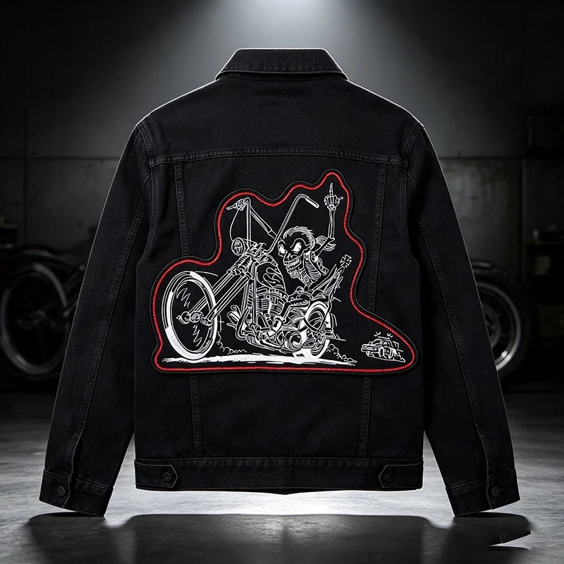 Huge Ride Free skull 13'' Inches Large Embroidery Patches for Jacket Back Vest Motorcycle Biker For Sewing and Needlework