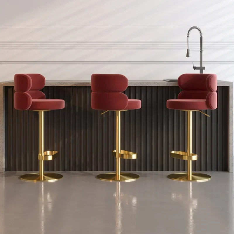 Adjustable Soft Sillas, De Bar Furniture Gold, Leg Ergonomic Bar Stools Nordic Minimalist Backrest Relaxing Counter Bar Design