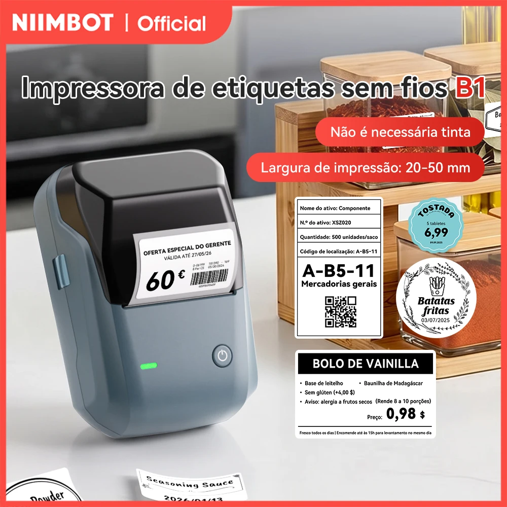 Niimbot b1 impressora térmica portátil com fitas 2 Polegada impressora de etiquetas adesivas mini bluetooth fabricante adesivo suporte smartphones pc