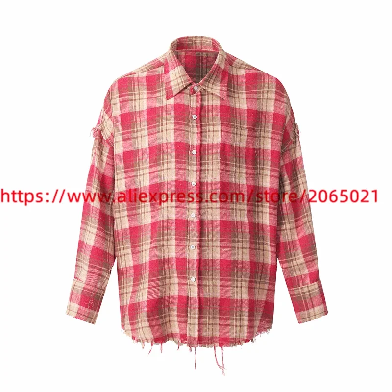 Handmade Tassels Pleated Seersucker Shirt Men Women Best Quality Loose Fit Shirts