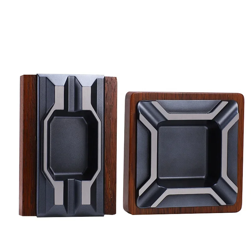 

High Quality Ashtray Luxury Metal Cigar Pocket Ashtray Crystal Portable Classic Boxed Smoker