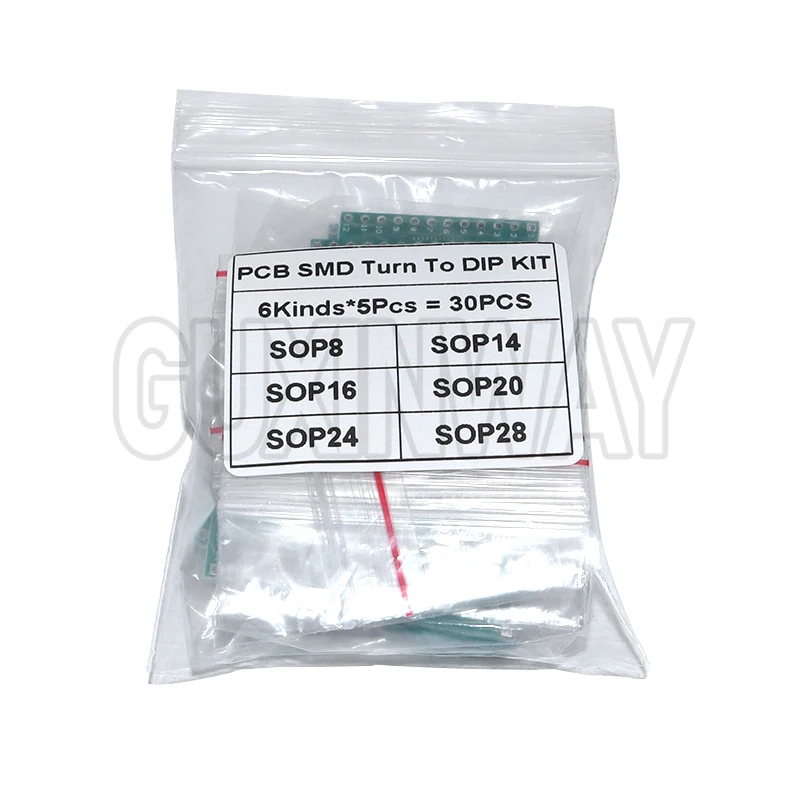 30 قطعة لوحة دارات مطبوعة عدة SOP24 SOP8 SOP14 SOP16 SOP20 SOP28 SMD بدوره إلى DIP محول محول لوحة SOP 8 14 16 20 24 28