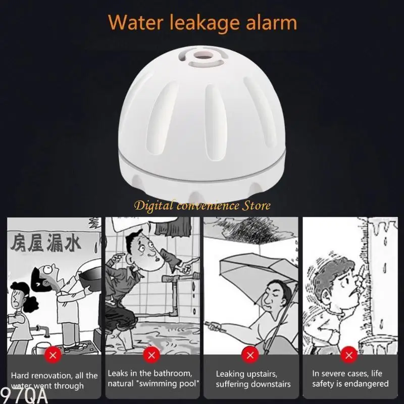 97qa Détecteur débordement Détecteur d'inondation Détecteur d'eau IP65 ALARME FEUIR DÉCHETION FEUX IP65 pour