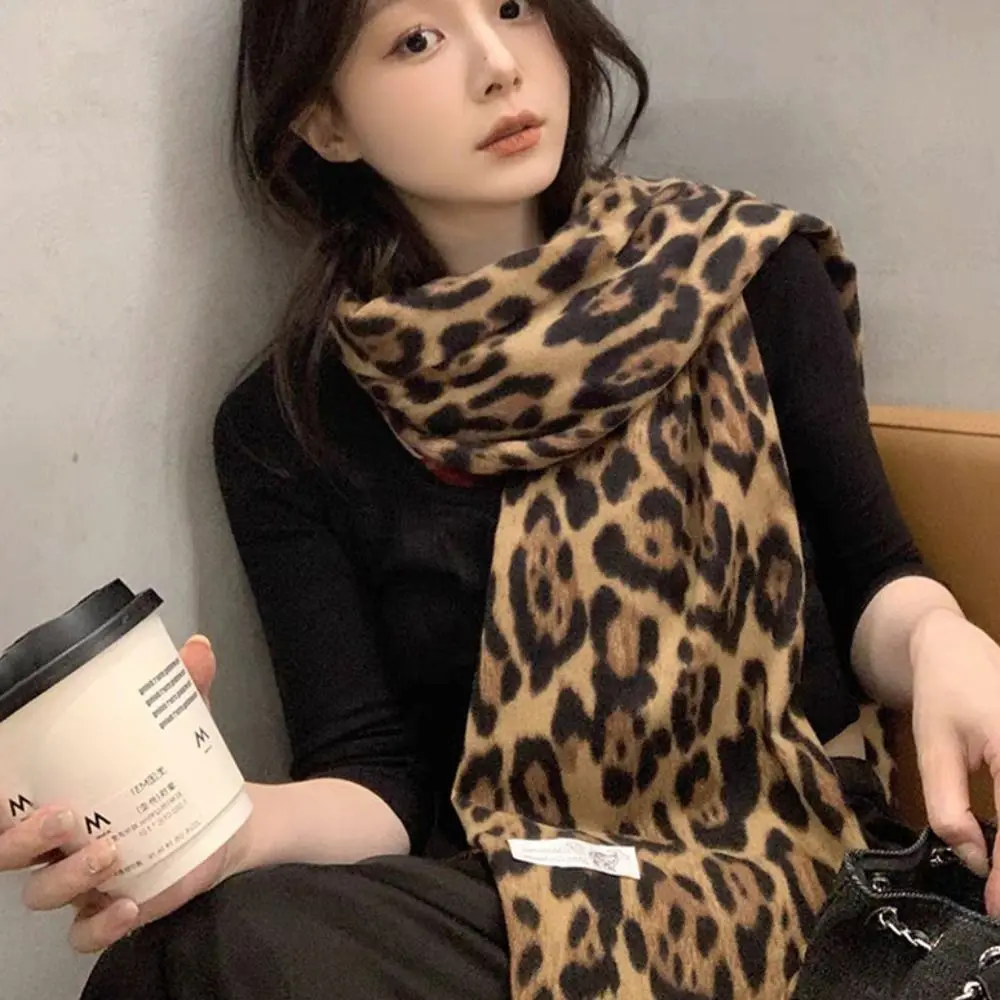 Mode Leopard Quasten Schal Winddicht Imitation Kaschmir Winter Warm Schal Verdickt Dame Schals Wraps für Frauen Mann