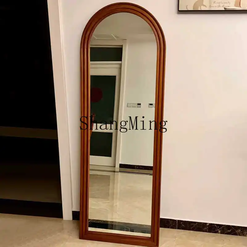 

DHY simple full-body mirror pastoral floor mirror bedroom full-length mirror household solid wood entry