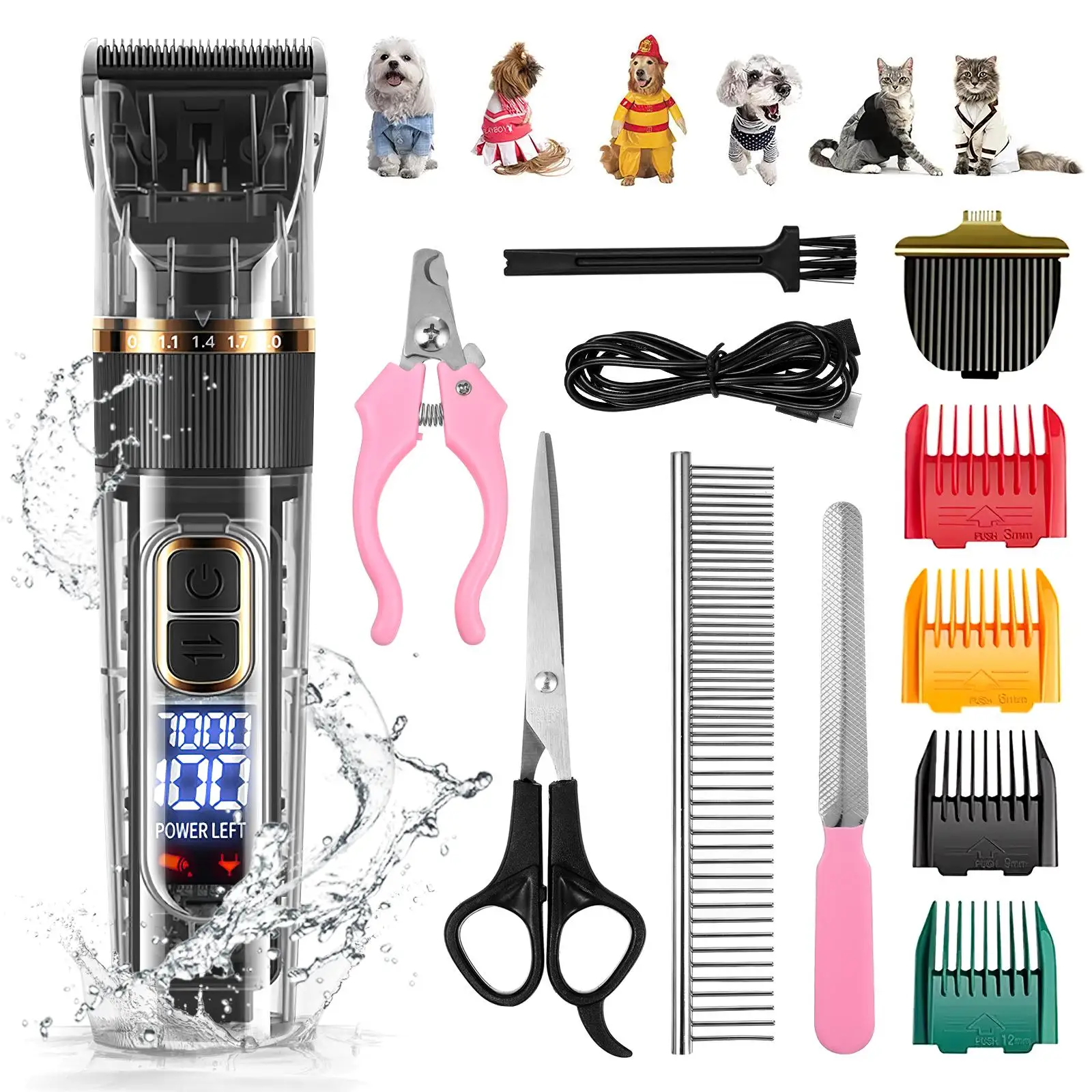 Electric Pet Grooming Clipper Rechargeable Pet Trimmer Cat Shaver Cutting Machine Dog Hair Clipper Remover