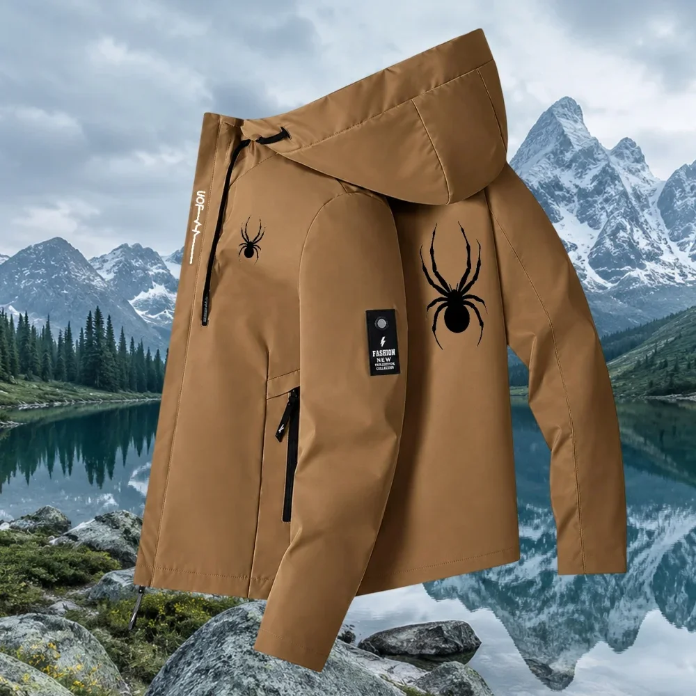 New Men's Windproof Sports Jacket with Cap Outdoor Training Coat High-Quality Sports Coat Casual Streetwear Sports Top