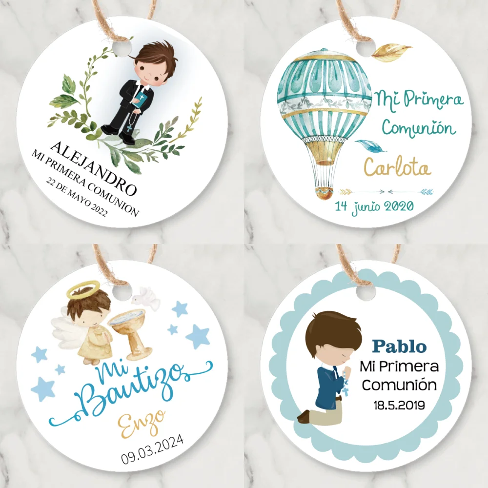 Etiquetas para Primera Comunión, Niño, Etiquetas de Regalo, Mi Primera Comunión, Bautizo, Etiquetas de Invitación, 100 Piezas