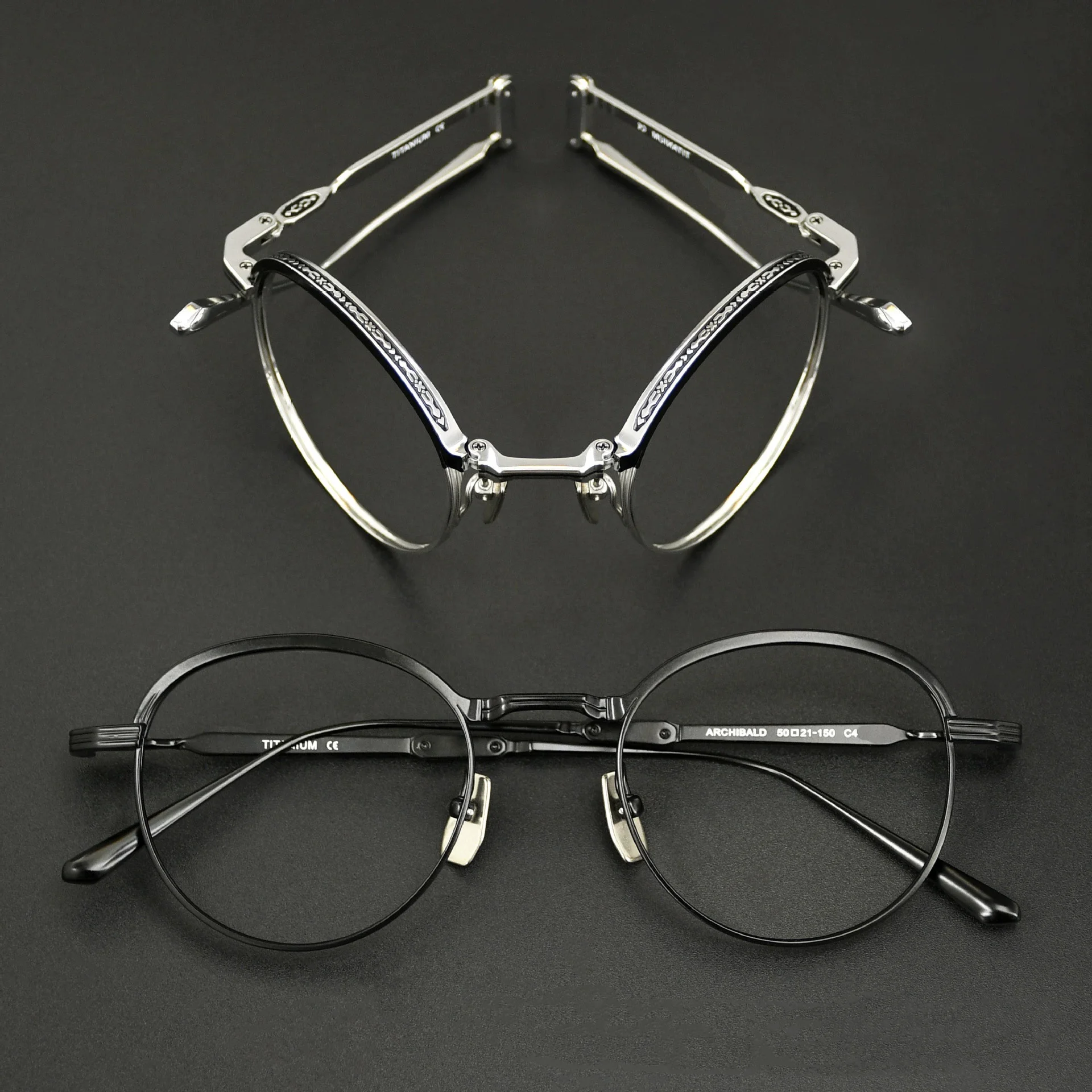 ARCHIBALD Folding Round Titanium Switzerland Design Unisex Fashion Eyeglasses Minimalist Design Modern Daily Eyewear Belight