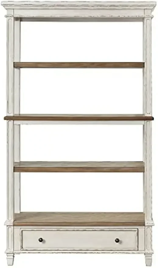 Librería Realyn French Country de 75" con cajón, blanco con astillado