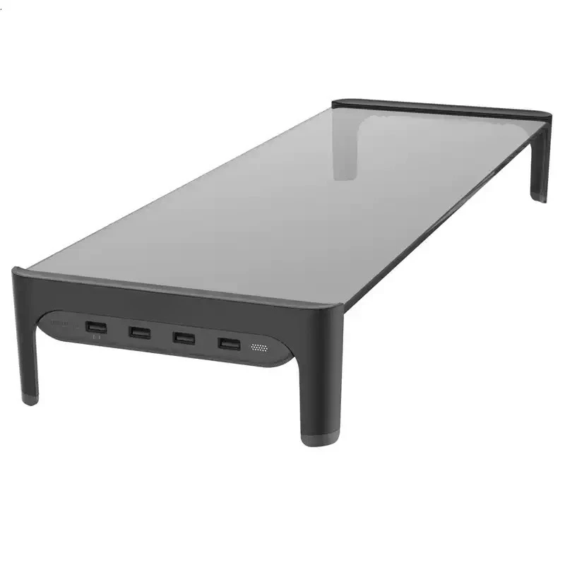 Monitor Height Increasing Stand, Laptop Screen Holder, Desktop Storage, Multifunctional Office, Black 50cm, 4-port USB 2.0