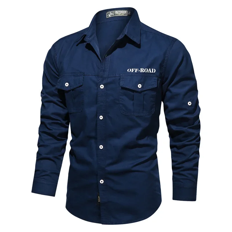 Brand Army Shirt Men 2024 Spring Autumn 100% Pure Cotton Long Sleeve Tactical Shirts Plus Size 6XL Camisa Masculina