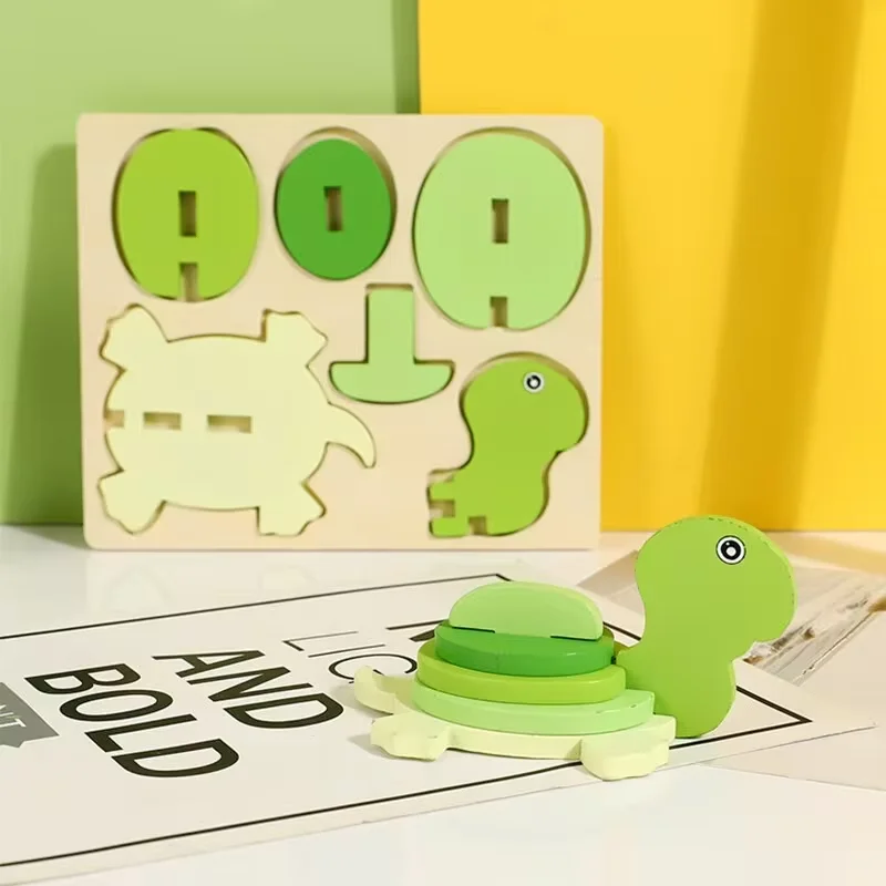 유아 교육 교육 장난감 3D 동물 입체 거북이 퍼즐 빌딩 블록 어린이 DIY 수제 장난감