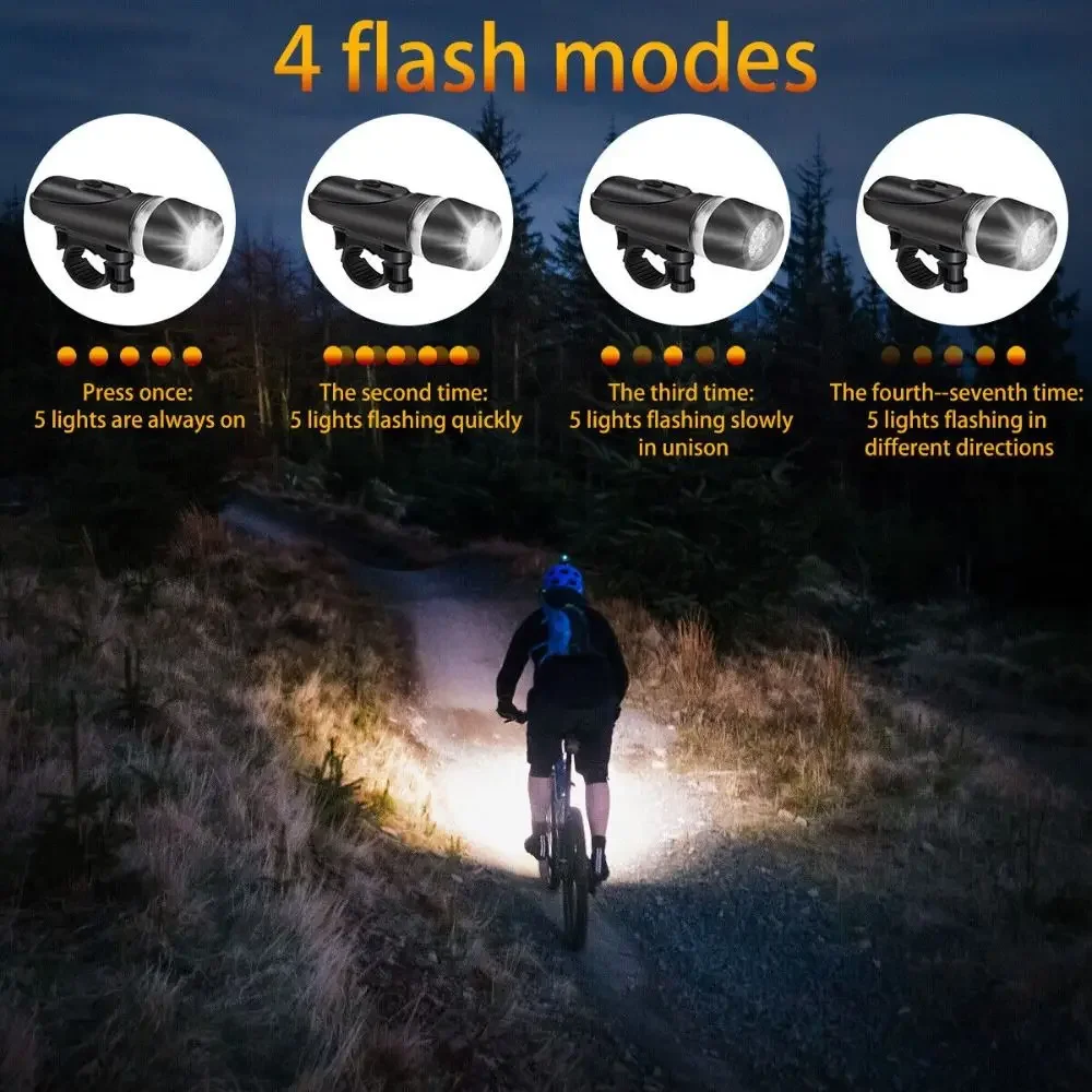 5 LED Bike Light Bicycle Front Back Light Set MTB Bicycle Headlight Butterfly Taillight Cycling Safety Warning Light Bike Lamp