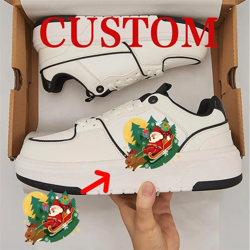 

Waterproof Slip-ResistantChristmas - style casual shoes, scarf - reindeer image, playful style