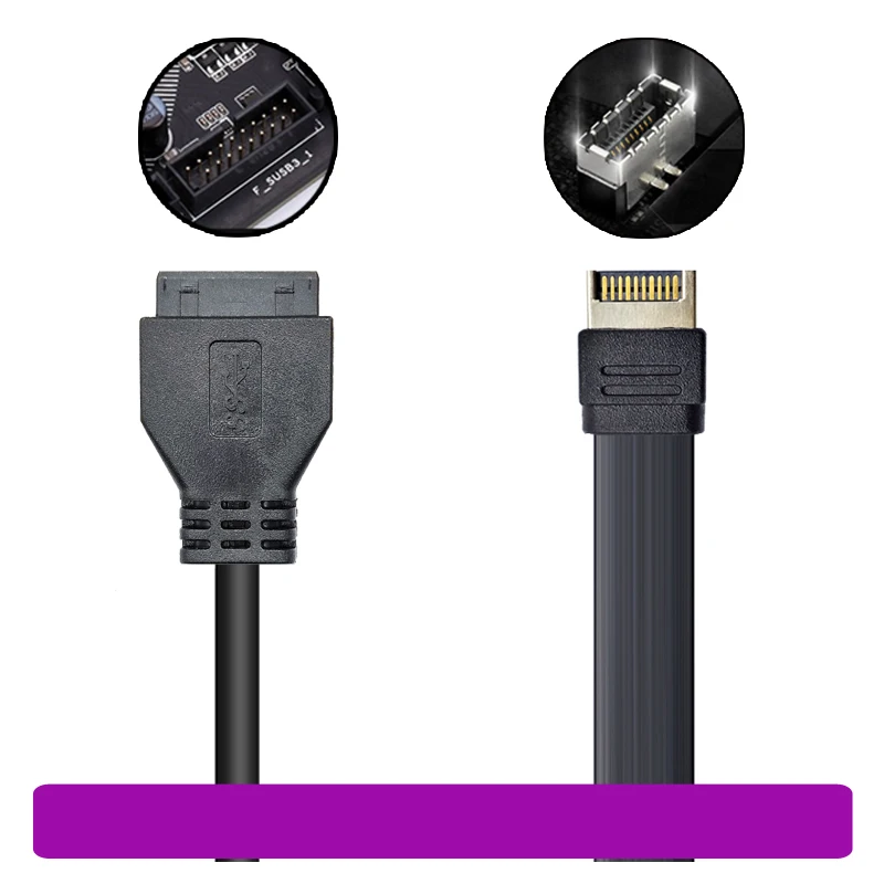 

USB3.0 to 19Pin Connector Extension Cable 50cm USB 3.2 Front Panel with Bracket Header 20Gbps USB3.2 Gen2*2 Type C to Type-E 5Gb