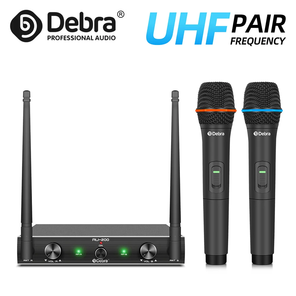 

Debra AU200 UHF 2channel Handheld Lavalier & Headset wireless microphone system for KTV Church Party Outdoor Karaoke