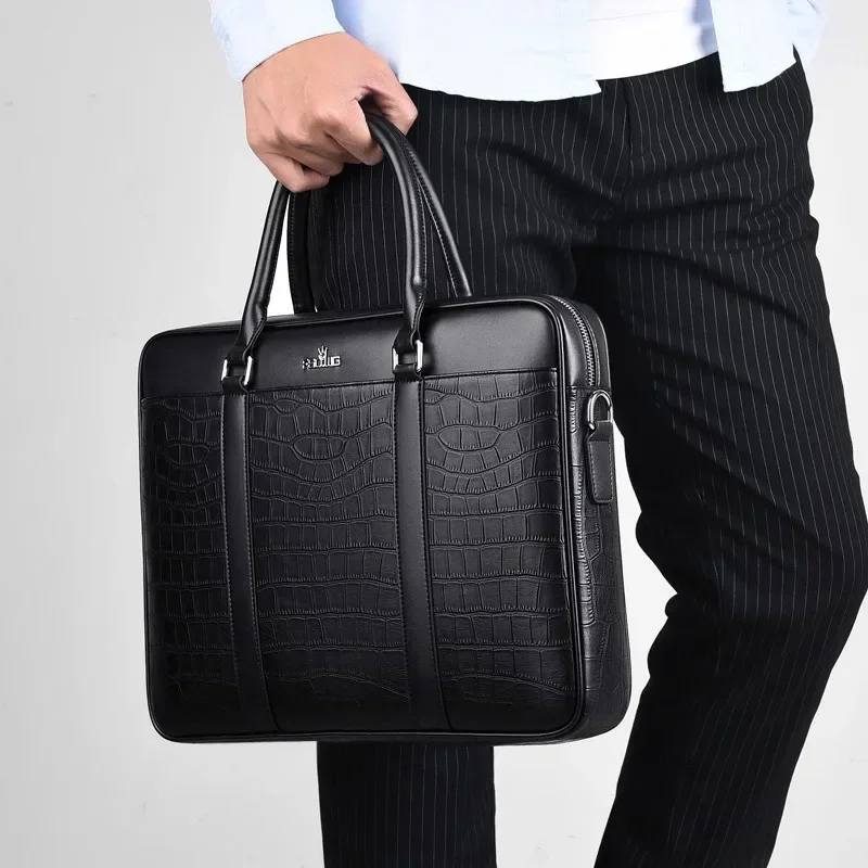 DUTRIEUX Business Leather Men Briefcase For Husband Shoulder Bag Man 14\