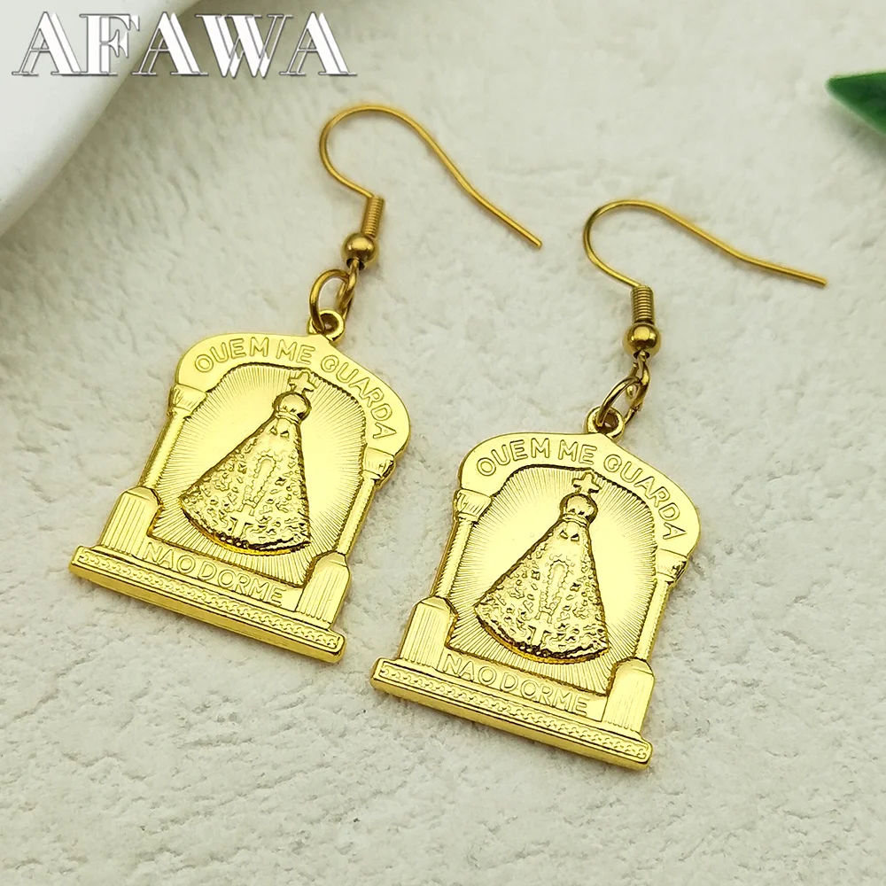 

Catholic Our Lady Of Aparecida Drop Earring for Women Stainless Steel Virgin Mary Bless Earring Jewelry ouem me guarda nao dorme