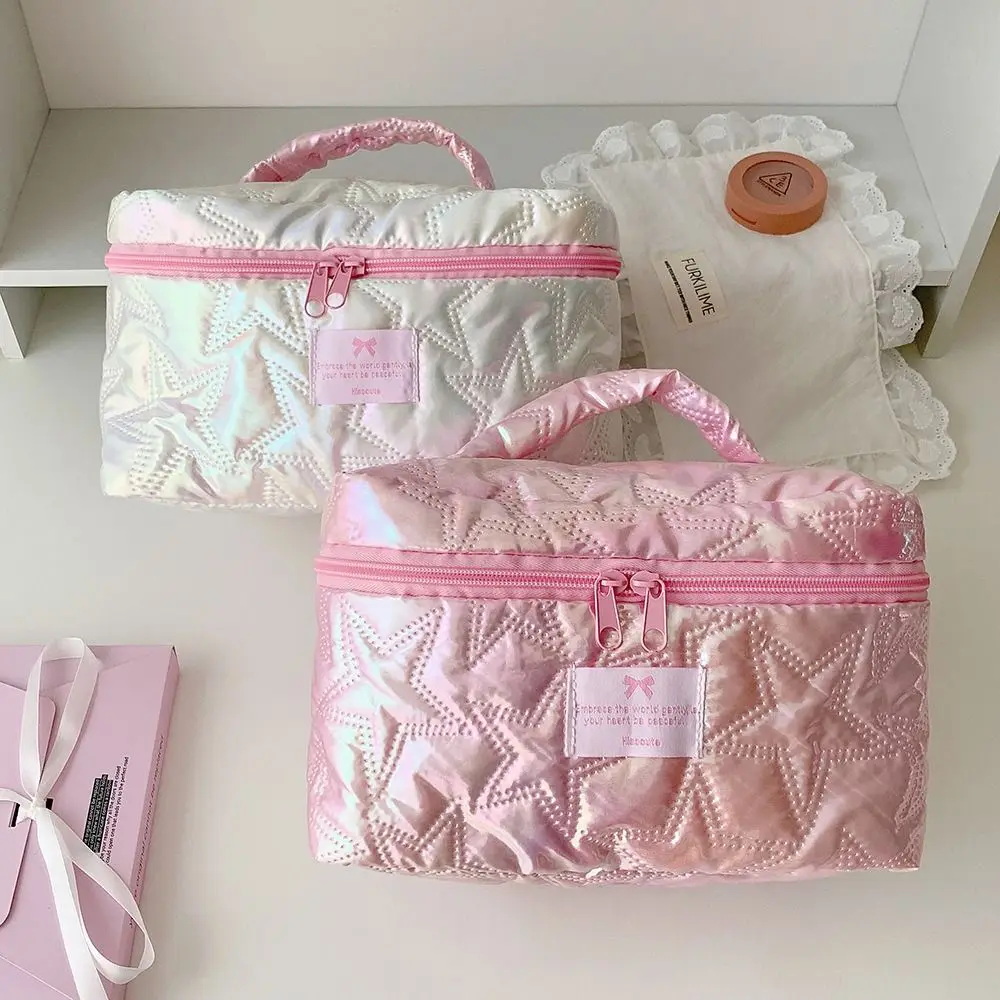 حقيبة مكياج بتصميم نجمة على الطراز الكوري، حقيبة مستحضرات تجميل محمولة باليد، حقيبة أدوات الزينة ذات سعة كبيرة، للسفر