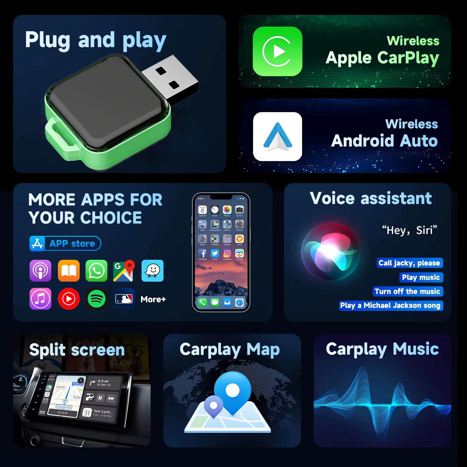 Mini 2-In-1 Wired To Wireless Link Android Auto Car Ai Box Wireless Adapter Type C Usb Port for Bmw Toyota Honda Ford Mustang - Image 2