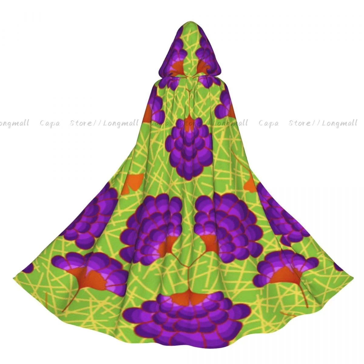 

Colorful Flowers African Wax Print Hooded Cloak Coat Halloween Cosplay Costume Vampire Devil Wizard Cape Gown Party