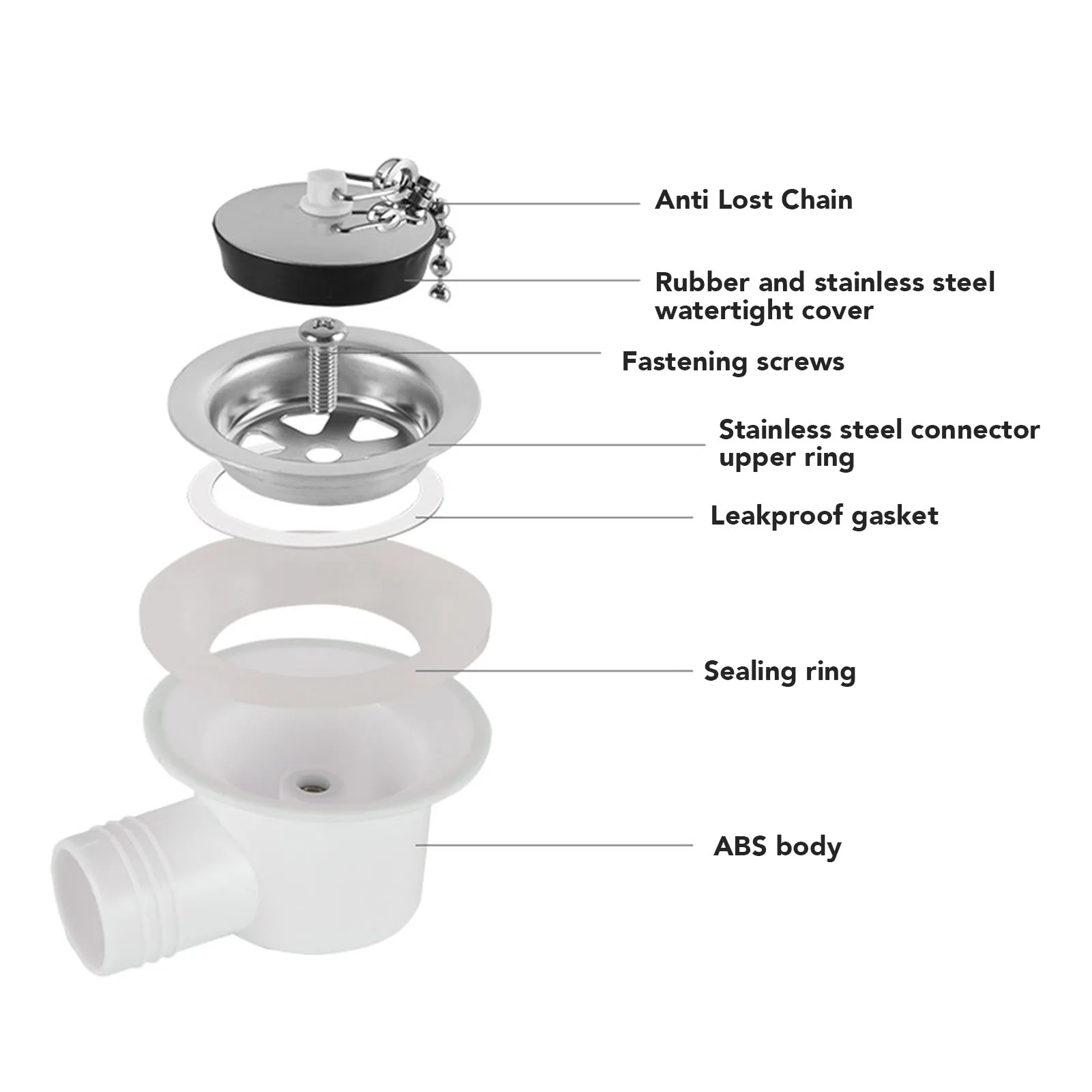 RV Sink Drain Connector Stainless Steel Drain Plug Connector Hose Adapter Leakproof Simple Installation Right Angle for Yacht