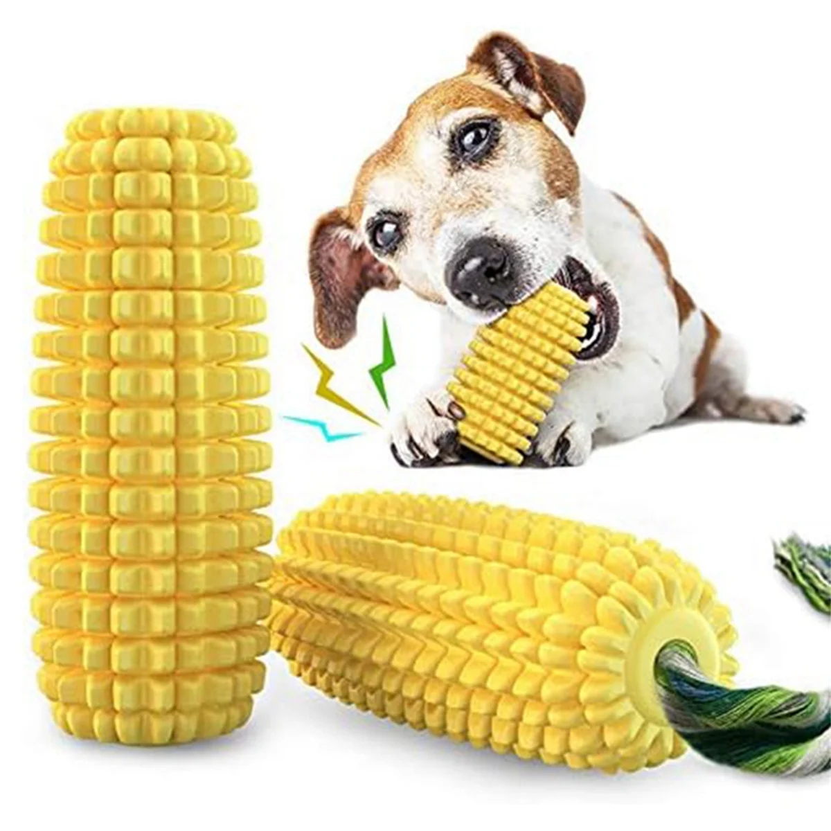 Dog Chew Toys, Indestructible Tough Durable Squeaky Interactive Dog Toys, Puppy Teeth Chew Corn Stick