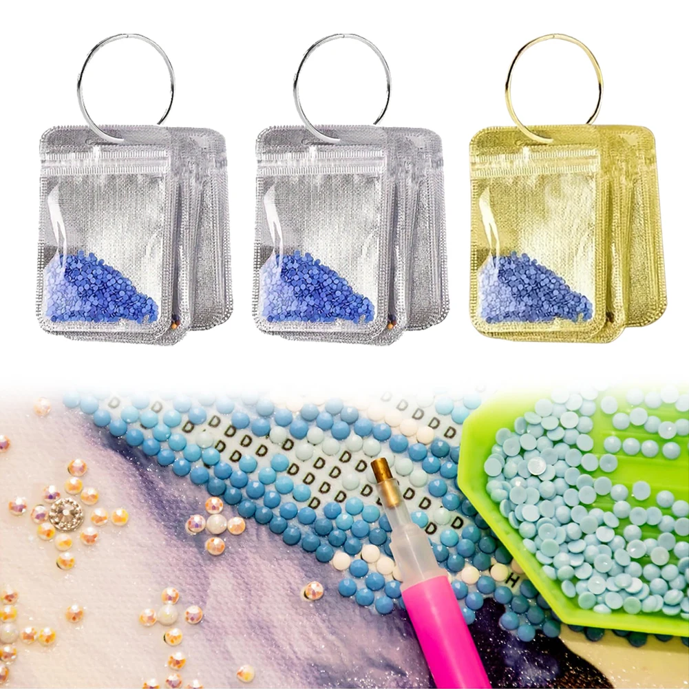 

200Pcs Diamond Painting Bead Sealing Bag DIY Square Round Drill Bead Rhinestone Bag Diamond Painting Accessories