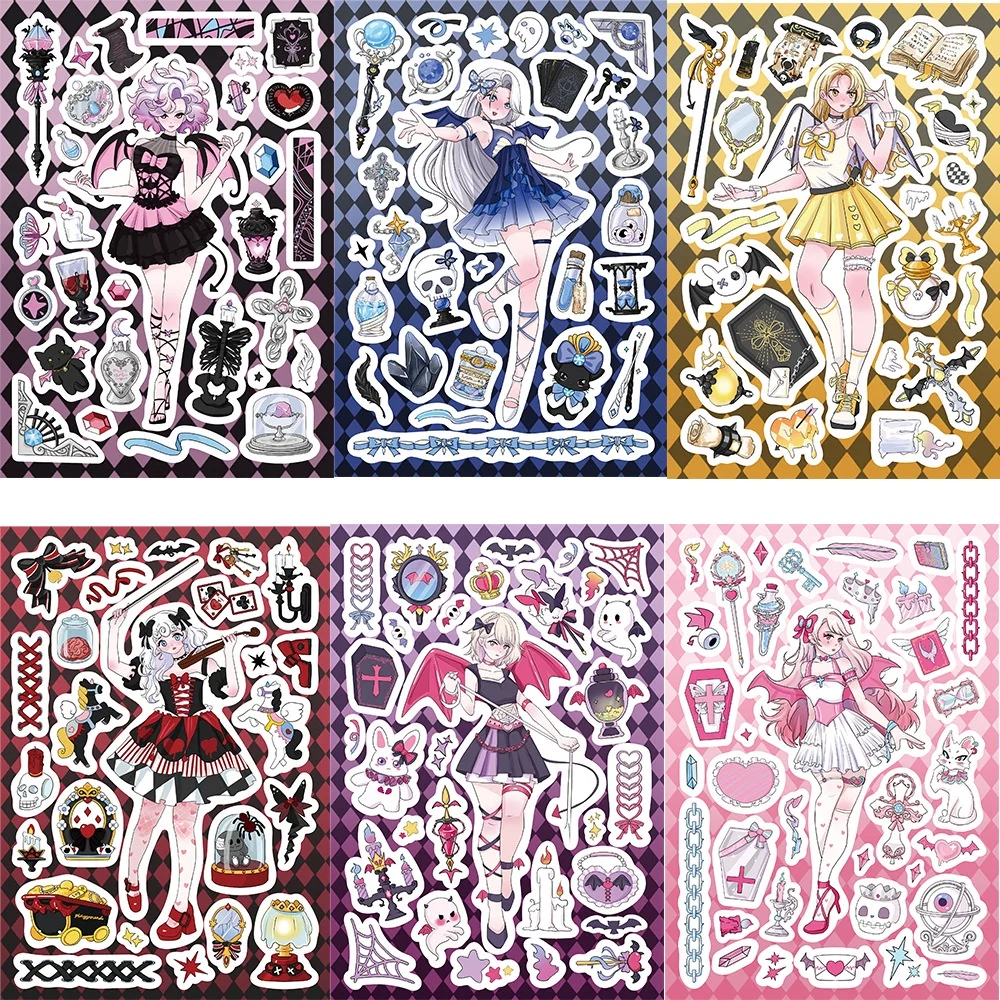 8 Sheets Original Devil Girl Guka Stickers, Trendy DIY Decor for Helmets, Bicycles and Stationery Peel Joy Sticker Store