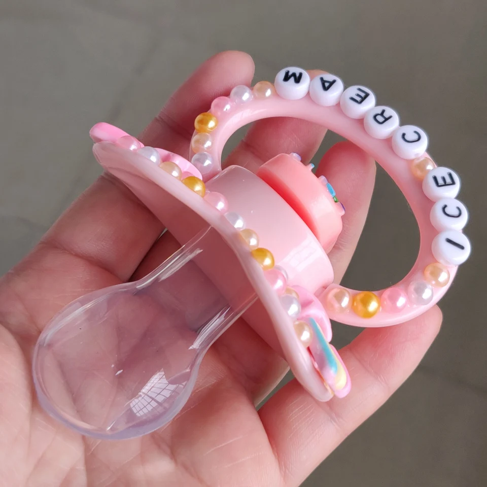 100% Handmake Cute Pink Ice cream Pattern Adult Baby Pacifier Silicone Adult size Pacifier abdl Daddy Girl