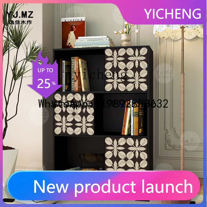 

LYY retro solid wood bookcase, entrance cabinet, living room display locker, American combination cabinet, wall bookcase