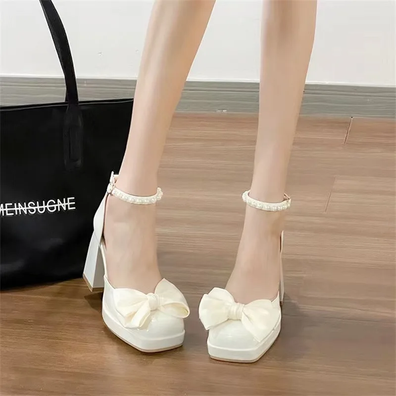 Baotou-Sandales à Plateforme pour Femme, Chaussures à Nministériels d, Optique, Antidérapantes, Mary Essence, Talons Hauts, Rose, Nouvelle Mode, Printemps, Été, 2025