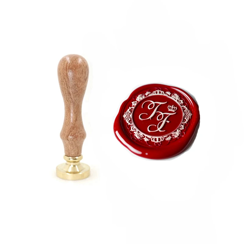 Customized wax seal Stamp Vintage wreath 2 Initial,Vintage Reusable personal stamp for DIY Wedding Invitation