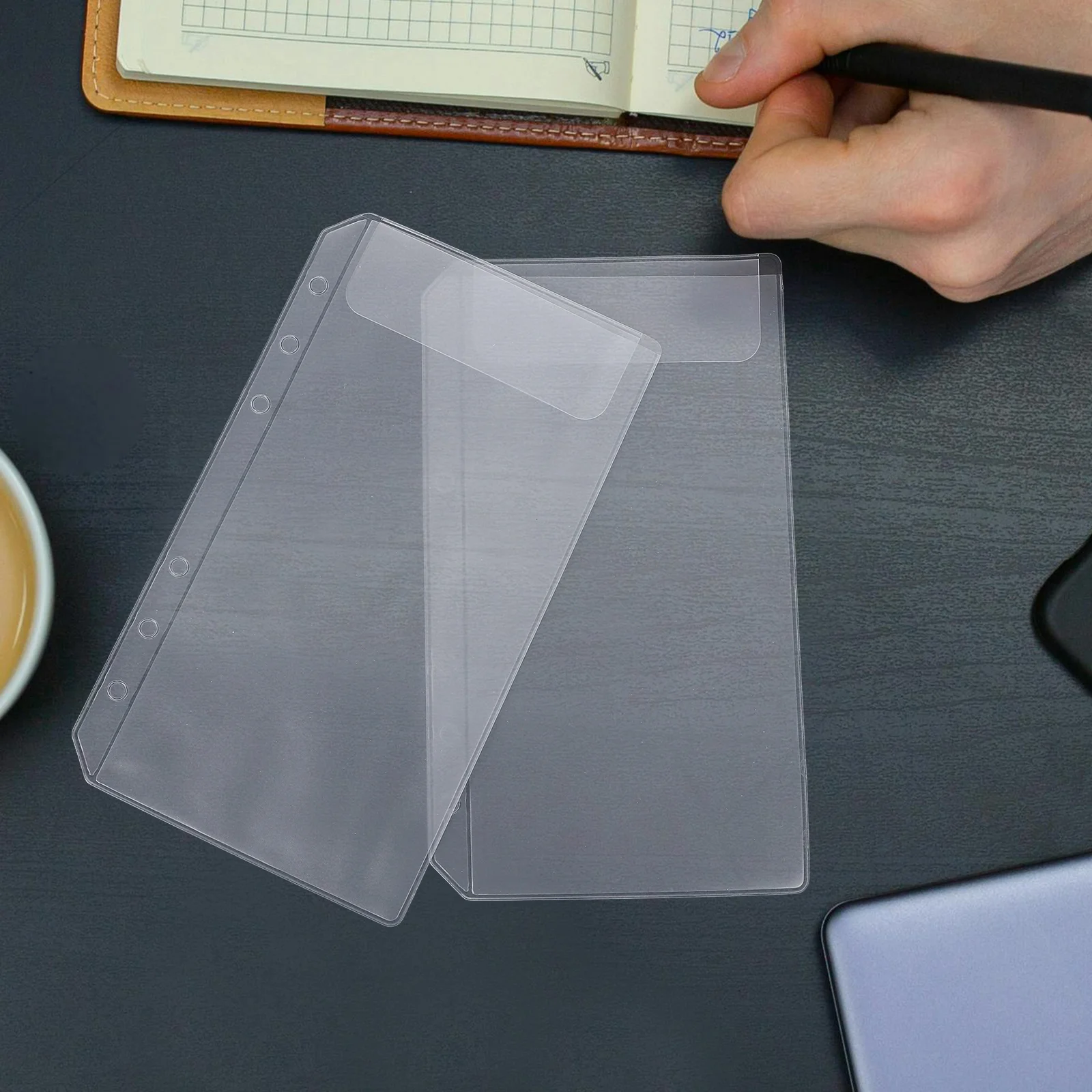 

10Pcs A5 Binder Envelope Transparent Bill Storage Pouch for Documents Money Coins Checks Stamps Wear-Resistant PVC Material