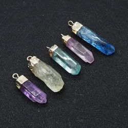 Natural Stone Pendant Irregular Drop Shape Amethyst Pendant for DIY Fashion Jewelry Making Necklace Bracelet Size 5x20-12x40mm
