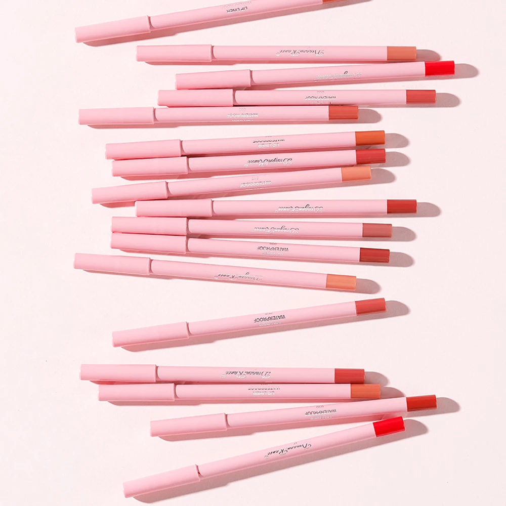 12가지 색상 매트 립 라이너 펜슬 방수 논스틱 컵 립스틱 롱래스팅 섹시 레드 브라운 립 라이너 메이크업 립 컨투어링