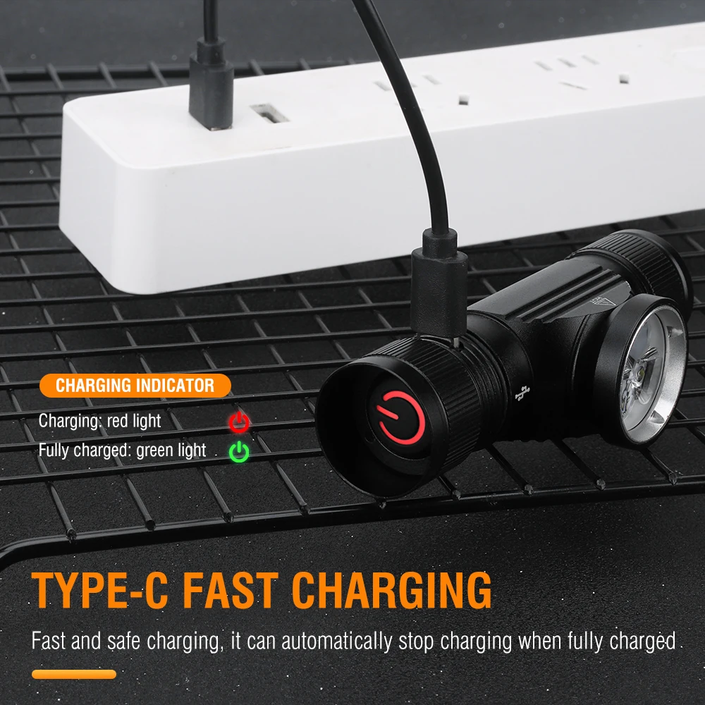 BORUiT HP330 LED ไฟหน้า 18650 แบตเตอรี่ที่มีประสิทธิภาพ Type-C ไฟหน้าแบบชาร์จไฟได้กันน้ําทํางานตกปลาไฟฉาย Camping โคมไฟ