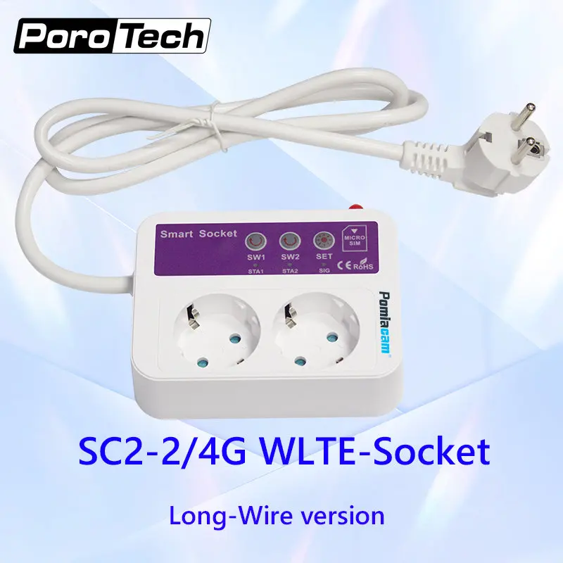 SC2-GSM WLTE 2/4G Smart Socket 16A SMS Optional Temperature Sensor APP Smart Remote Control OFF/ON Power Smart Socket Long Line