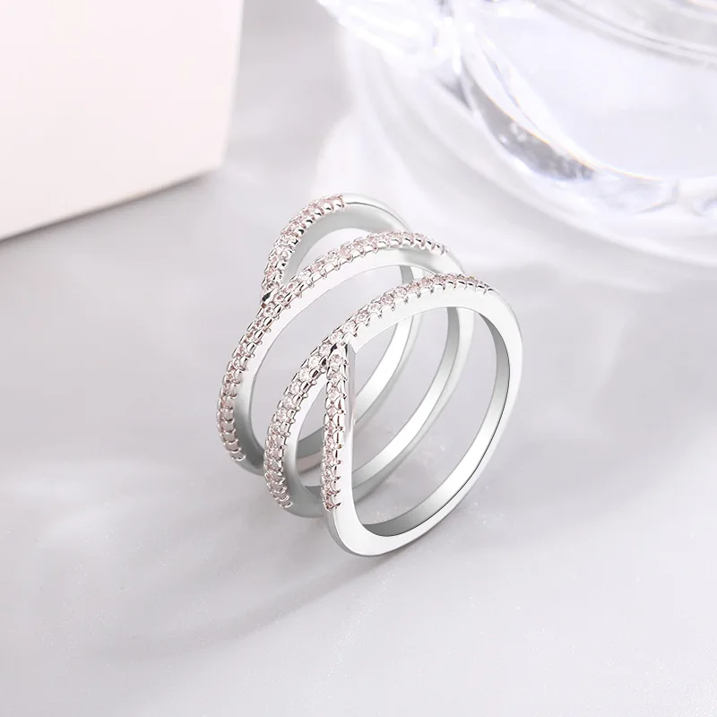 

925 Sterling Silver Three Surround ​Adjustable Rings For Women Wedding Jewelry Accessories Wholesale Everything