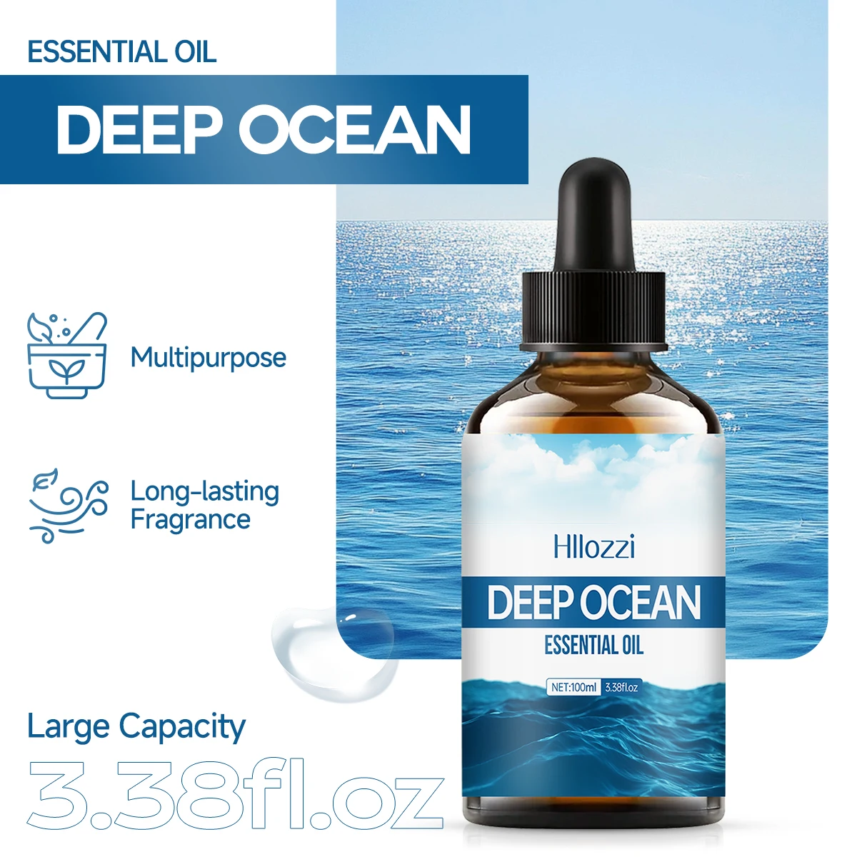 DEEP OCEAN ESSENTIAL OIL a high-quality moisturizing nourishing massage oil with a refreshing scent, suitable for all skin types