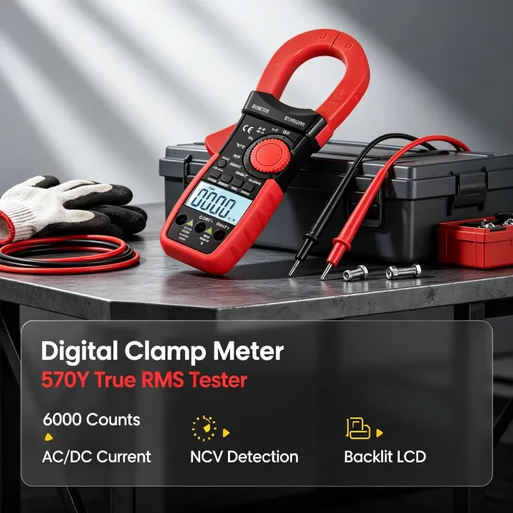 Digital Clamp Meter 6000 Counts True RMS 2000V 2000A NCV Temperature Multimeter Electrical Tester