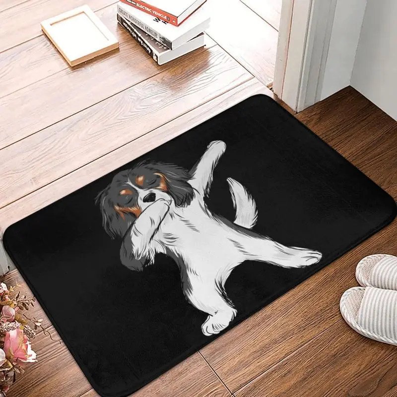 Dabbing Cavalier King Charles Spaniel Dab Dance Front Door Mat Anti-Slip Indoor Absorbent Dog Doormat Room Entrance Rug Carpet