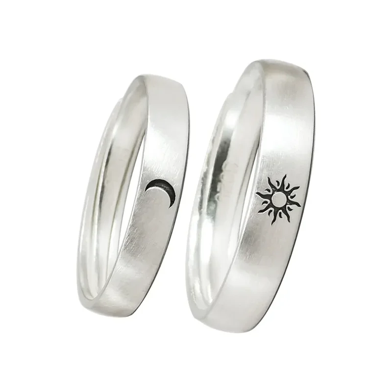 

Valentine's Day gift 925 Sterling Silver Retro Dull Polish Moon Sun Lovers Ring Fine Jewelry