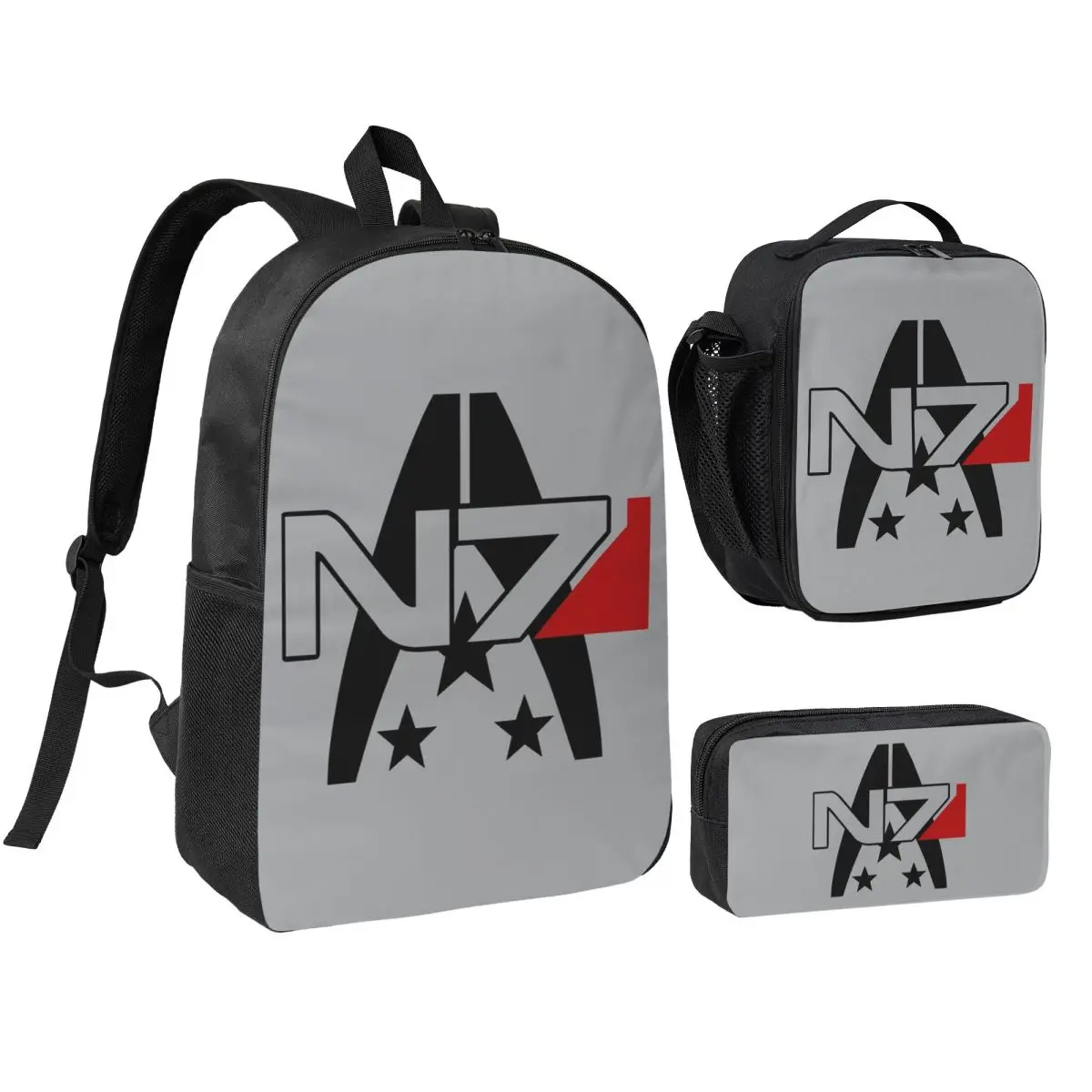 

Mass Effect N7 Alliance Backpack Student BookBag School Bag Shoulder Bags 3ps Insulated Lunch Bag Pencil Case