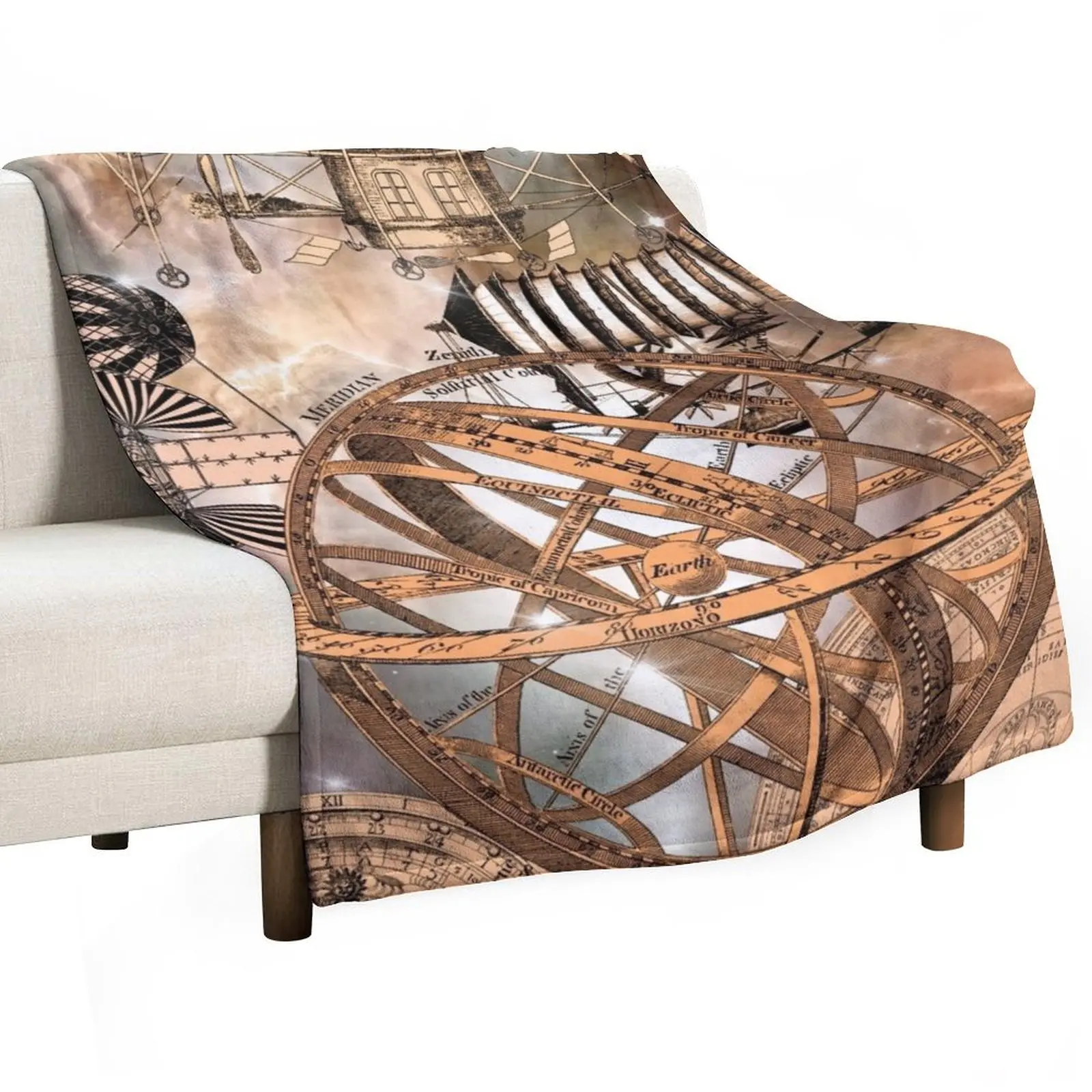 

Steampunk Airship Throw Blanket Extra Large Throw blankets ands Decoratives Luxury Brand Blankets