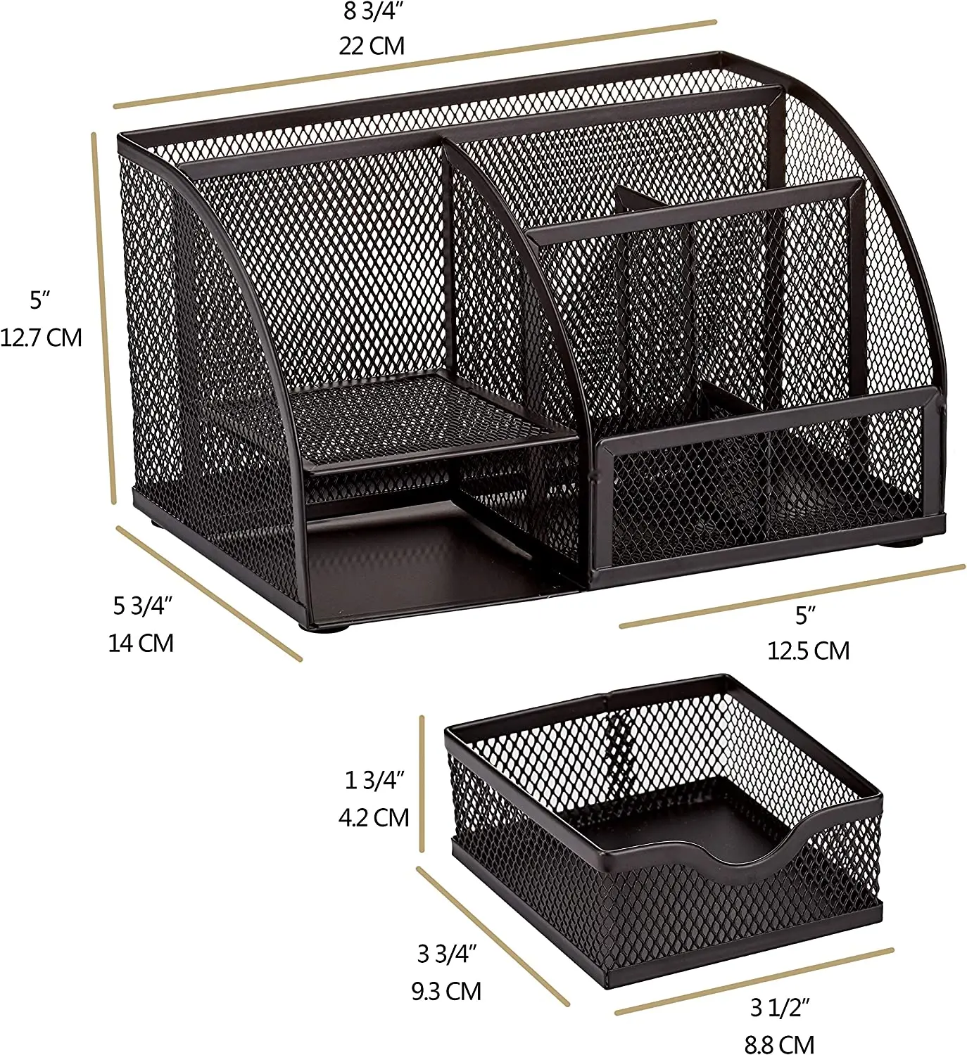 Organiseur de bureau en maille avec 7 compartiments + tiroir/bureau, porte-bonbons/stylo/organiseur multifonctionnel