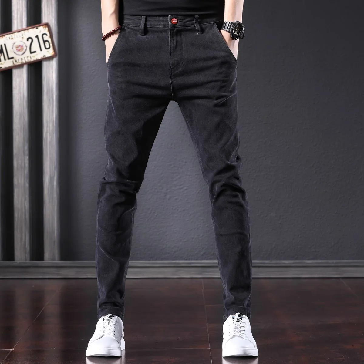 

2024 Spring and Autumn New Classic Fashion Black Stretch Shorts Men's Casual Slim Comfortable Breathable High-Quality Jeans