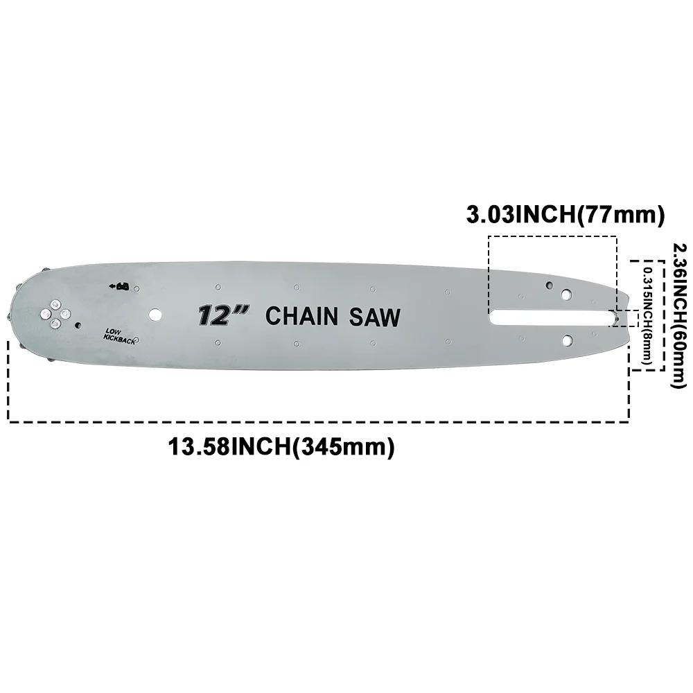 12 Inch Chainsaw Chains & Guide Bar Set Accessory 3/8 inch LP 45 Drive Links Original Replacement Chain Saw Chain Tools Parts