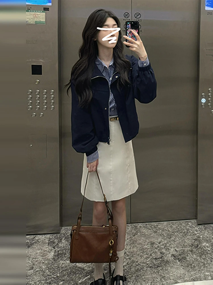 

Американский ретро-стиль, рабочая одежда, женская куртка, новинка ранней осени, стильный дизайн, пальто-топ из полиэфирного волокна, милый стиль